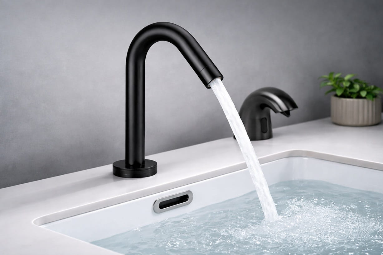 Black faucet bathtub